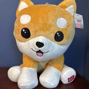 NWT Rare Jumbo 22” Kawaii Cuddly Plush Dog‎ Orange and White Shiba Inu Round1